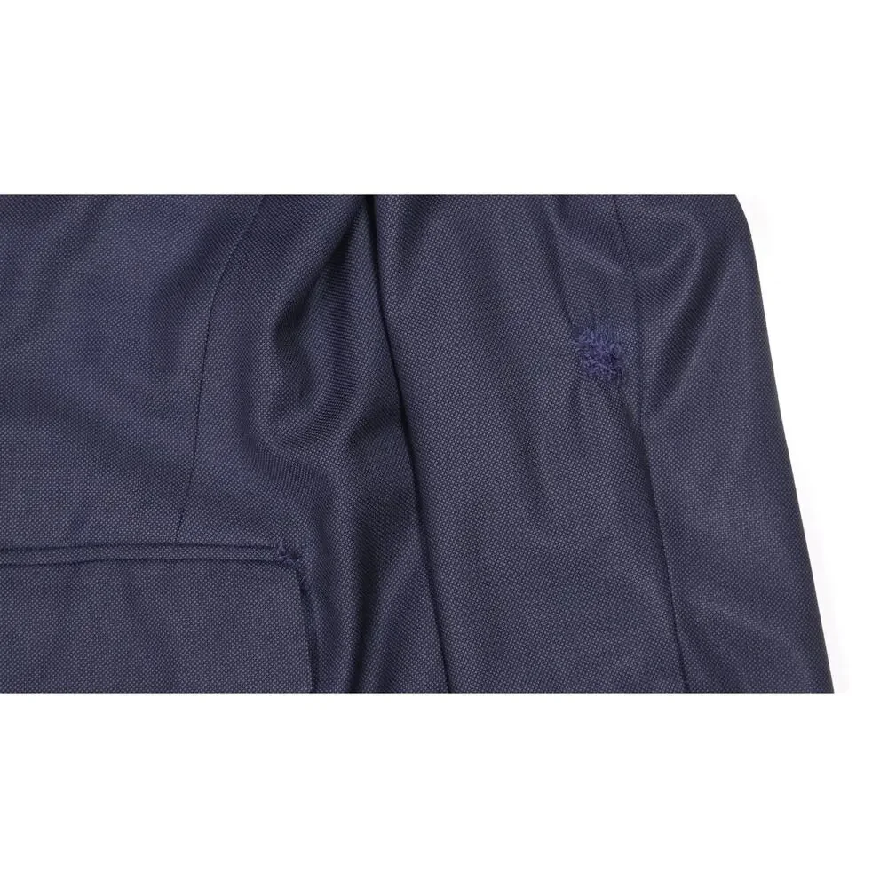 Loro Piana Bespoke Tailored Navy Blue Birdseye Woven Super 150's Wool Blazer 42R